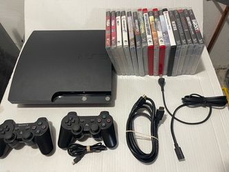 Sony PlayStation 3 Slim Console with 2 Controllers and 17 Games