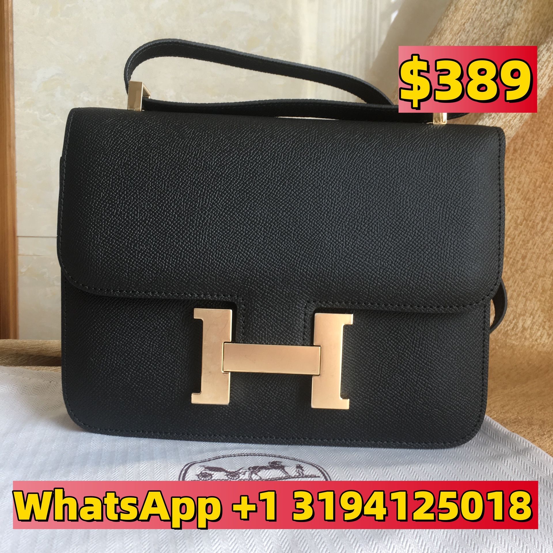 Hermes Shoulder Bag Constance 23 Box Calf Black box calf