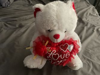 White Musical Teddy Bear - "I Love You" - Plays Music - Valentine's Plush