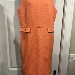Chic Tangerine Textured Sheath Dress