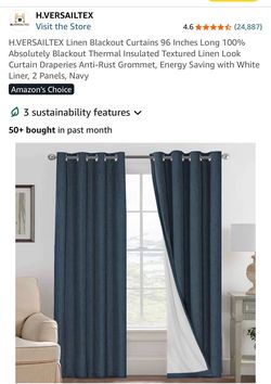Blackout Curtains – Navy Blue & Grey, 52”W x 96”L (Pack of 2)