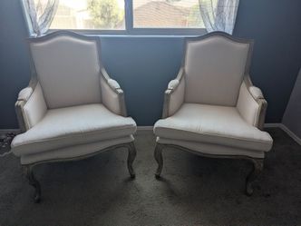 French Country Victorian Style Arm Chairs Beige