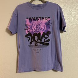 Women’s purple black graphic rose love T shirt T-shirt size small