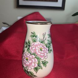 Beige Ceramic Painted Flower Vase