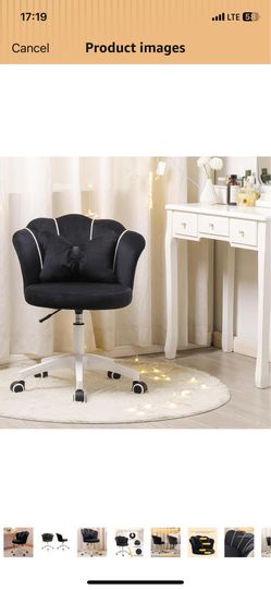 Velvet Task Chair 360 Swivel Adjustable Height Office Chair. Black