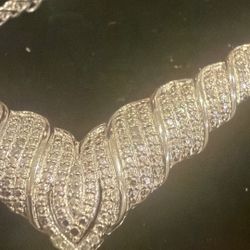 Sterling Silver Necklace With .66 Ct Natural Diamonds 