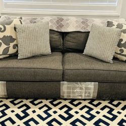 FREE!!! - Gray Couch With Decorative Pillows 