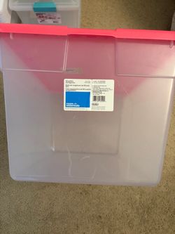 Target Room Essentials 56 Qt Large Plastic Storage Bin with Pink Lid (53L)