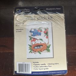 CRAFTERS SQUARE Bluebird's Nest 5" x 7" CROSS STITCH CRAFT KIT Greenbrier Int.
