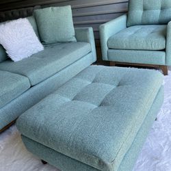 Teal Jonathan Louis 3pc Sofa Couch Set