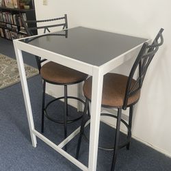 High Top Table + 2 Swivel Bar Stools