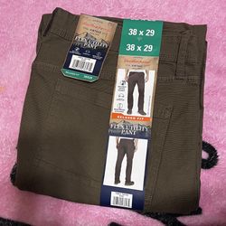 Weatherproof Vintage Fleece Lined Stretch Canvas Regular Fit Men's 38x29 Wheat