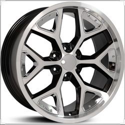 Cv98 replicas 22x9.5 6x139.7 CB78.1 gloss black machine face and chrome inserts