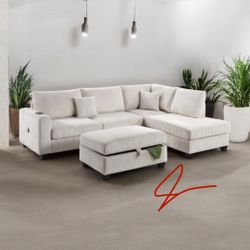 New! Super Comfy ~ Luxurious Soft Touch Sofa Sectional! FREE XL STORAGE OTTOMAN!