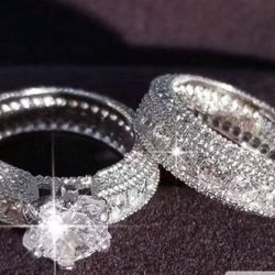Sparkling Cubic Zirconia Ring Set For Women Size 7
