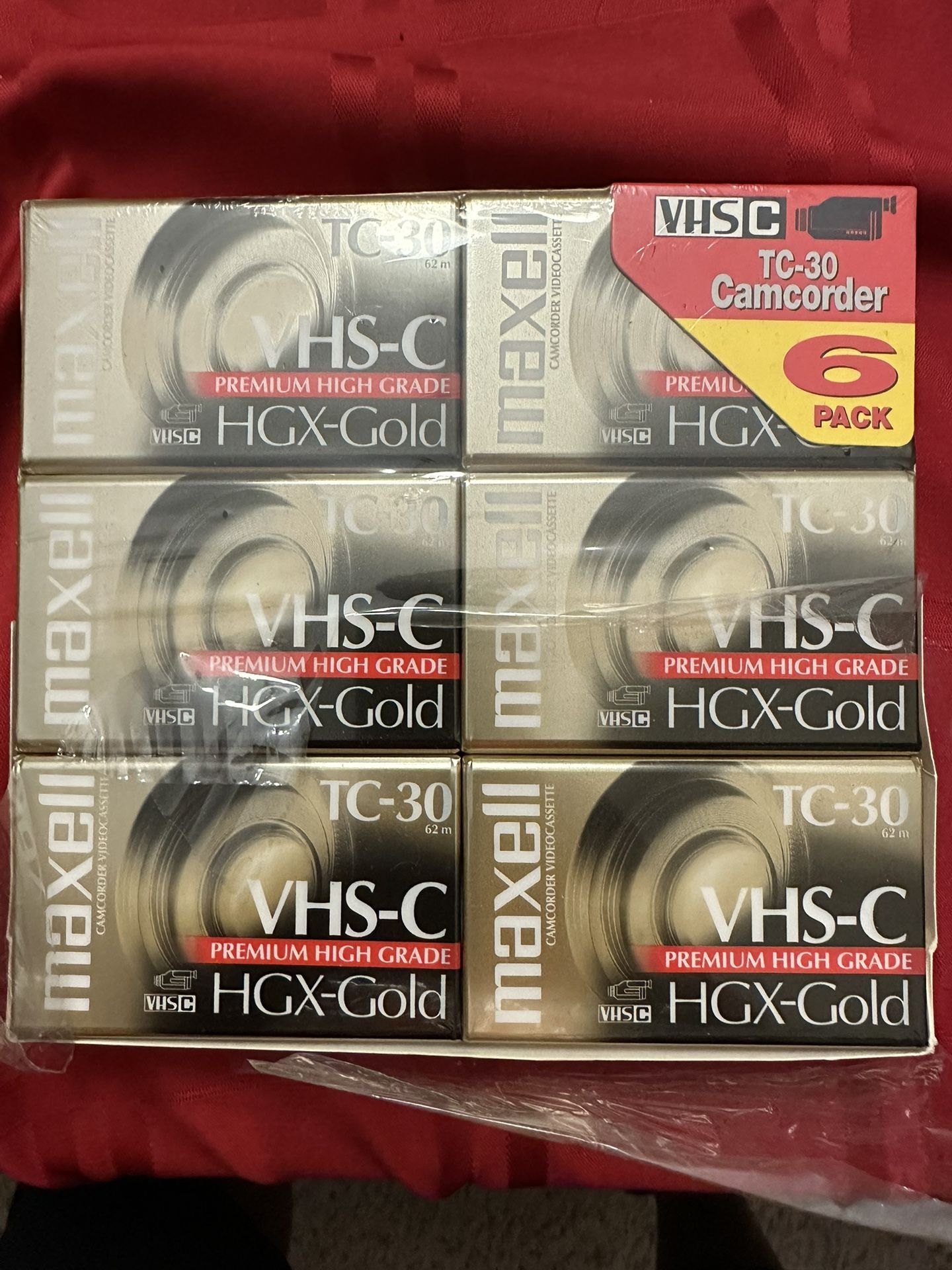 New VHS-C HGX-Gold  TC-30 Camcorder 6 Pack Maxell Camcorder Video Cassettes