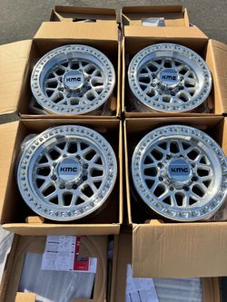 Brand New 18x9 KMC GRS “549” Machined 18” Off-Road Wheels for 8 Lug Ford 8x170 GM 8x180 8x165 Trucks