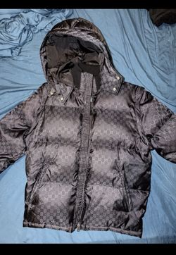 GUCCI black GG logo nylon puffer jacket 2 in 1 (vest) men's sz IT 54 w/hood