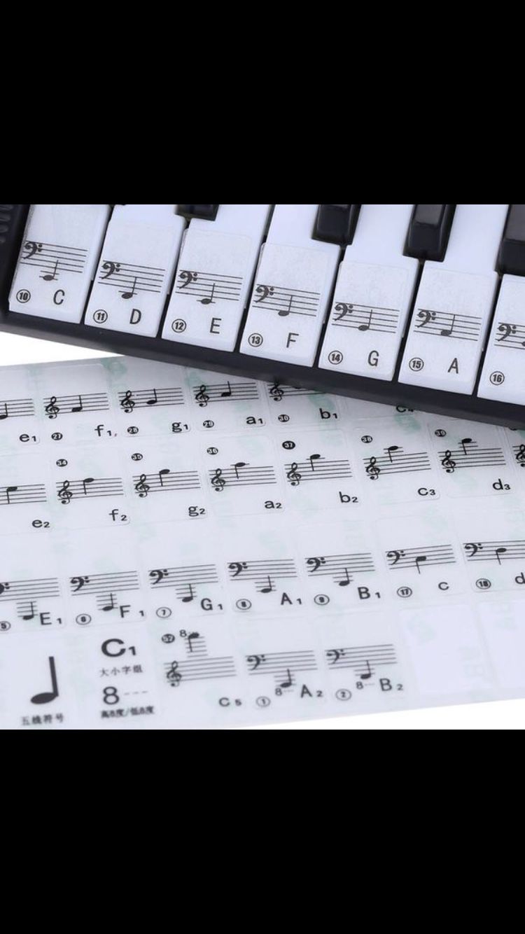 Best Transparent Piano Key Note Keyboard Stickers - Learn Teach to Play Music