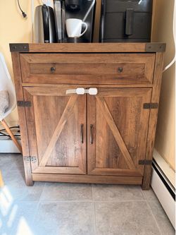 Microwave, cart and cabinet