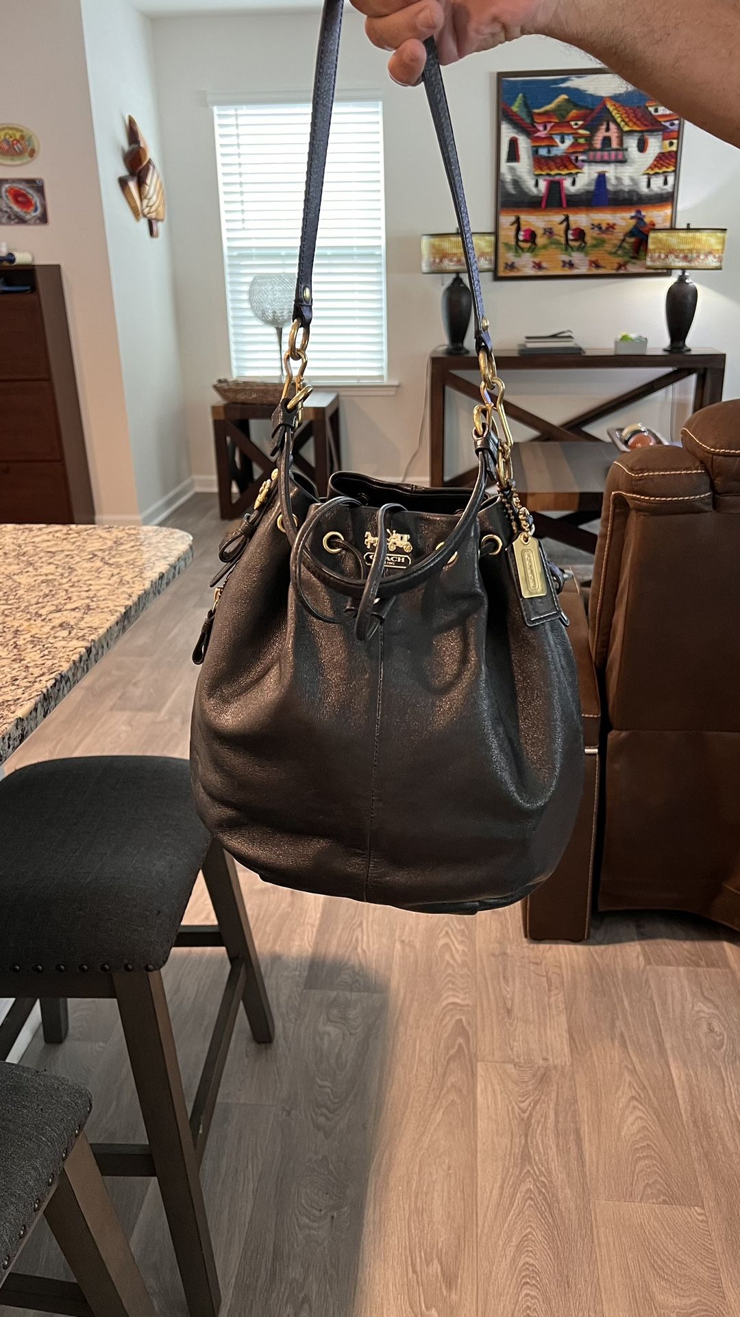 Coach Bucket Leather Black Bag