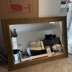 Antique Mirror With Golden Frame 