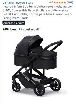 Infant Stroller with Pramette Mode, Nestro 516M, Convertible Baby Strollers with Reversible Seat & Cup Holder, Coches para Bebes, 2-in-1 Rear-Facing P