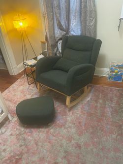 Oversized plush rocking chair with ottoman