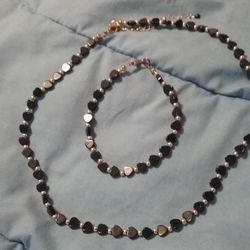 Heart Bead Necklace And Bracelet