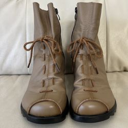 Women’s Genuine Leather Casual Soft Flat Boots,Renaissance Natural Leather Handmade Historical Shoes