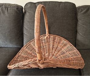Vintage XL woven French country garden gathering basket