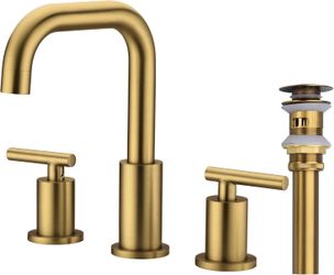 Bathroom Faucet 2 Handle 8 Inch Widespread Brass Vanity Sink Faucet with Metal Overflow Drain（$69.99)