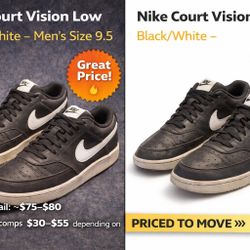 Nike Court Vision Low – Black/White – Men’s Size 9.5