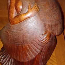 GORGEOUS FINE ART LEDA AND THE SWAN WOOD SCULPTURE!!