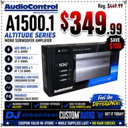 AudioControl 1500 Watt RMS 3000 Watts Max Mono Subwoofer Amplifier A1500.1 🚨 No Credit Needed 🚨