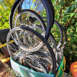 Overstuffed Crate Of Bicycle Tires/Wheels  $200