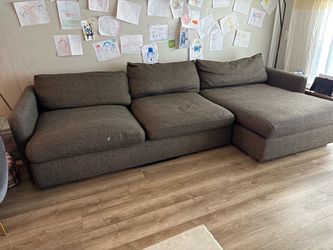 Crate and Barrel truffle color couch.