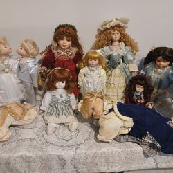 11 Vintage Porcelain Dolls