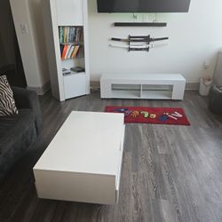 Coffee Table, Book Shelf, Entertainment Table With Bluetooth Lights Connected