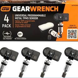 GEARWRENCH Universal Programmable Metal TPMS Sensor | 4 Pack | GWTPMSM4PK  Style: Metal 4 Pack  Compatible with 99% of vehicles worldwide for universa