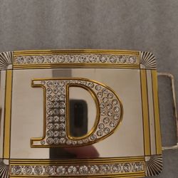 "D" Belt Buckle Gem Chrome Gold Plated