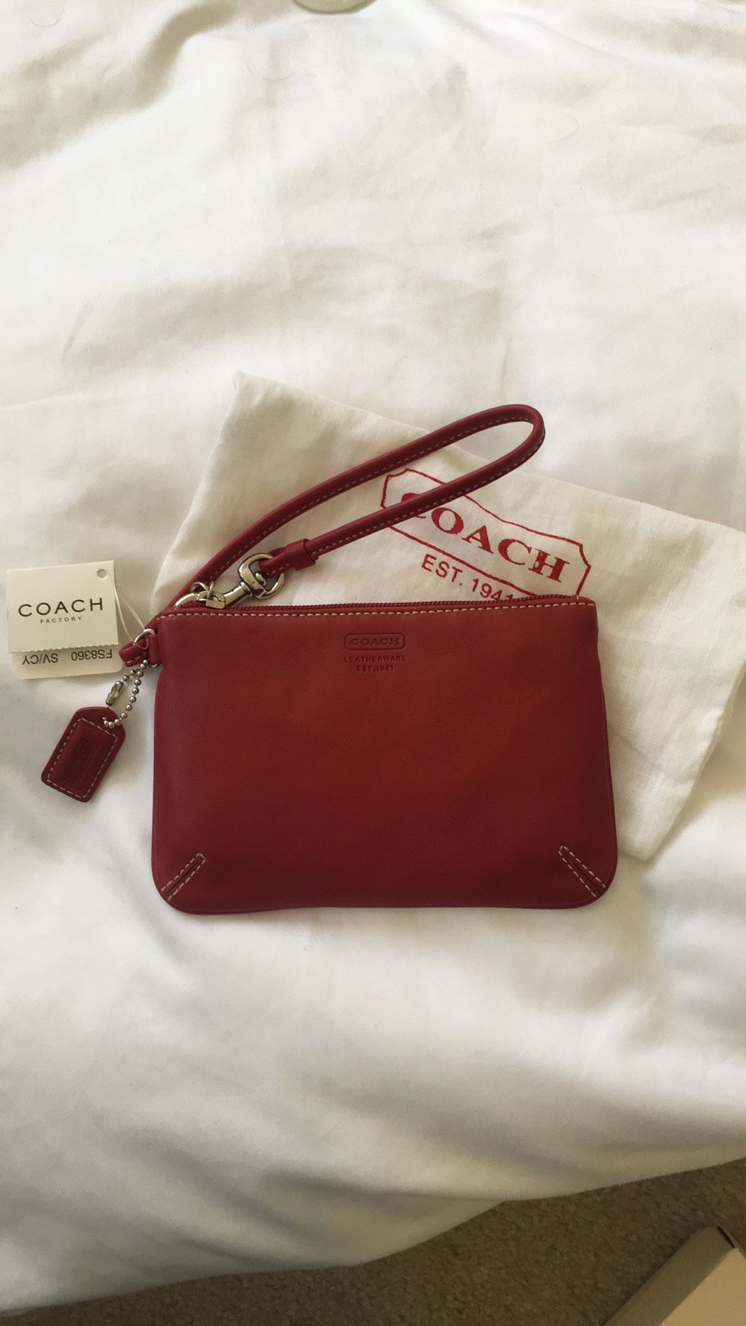 Brand new red leather Coach purse