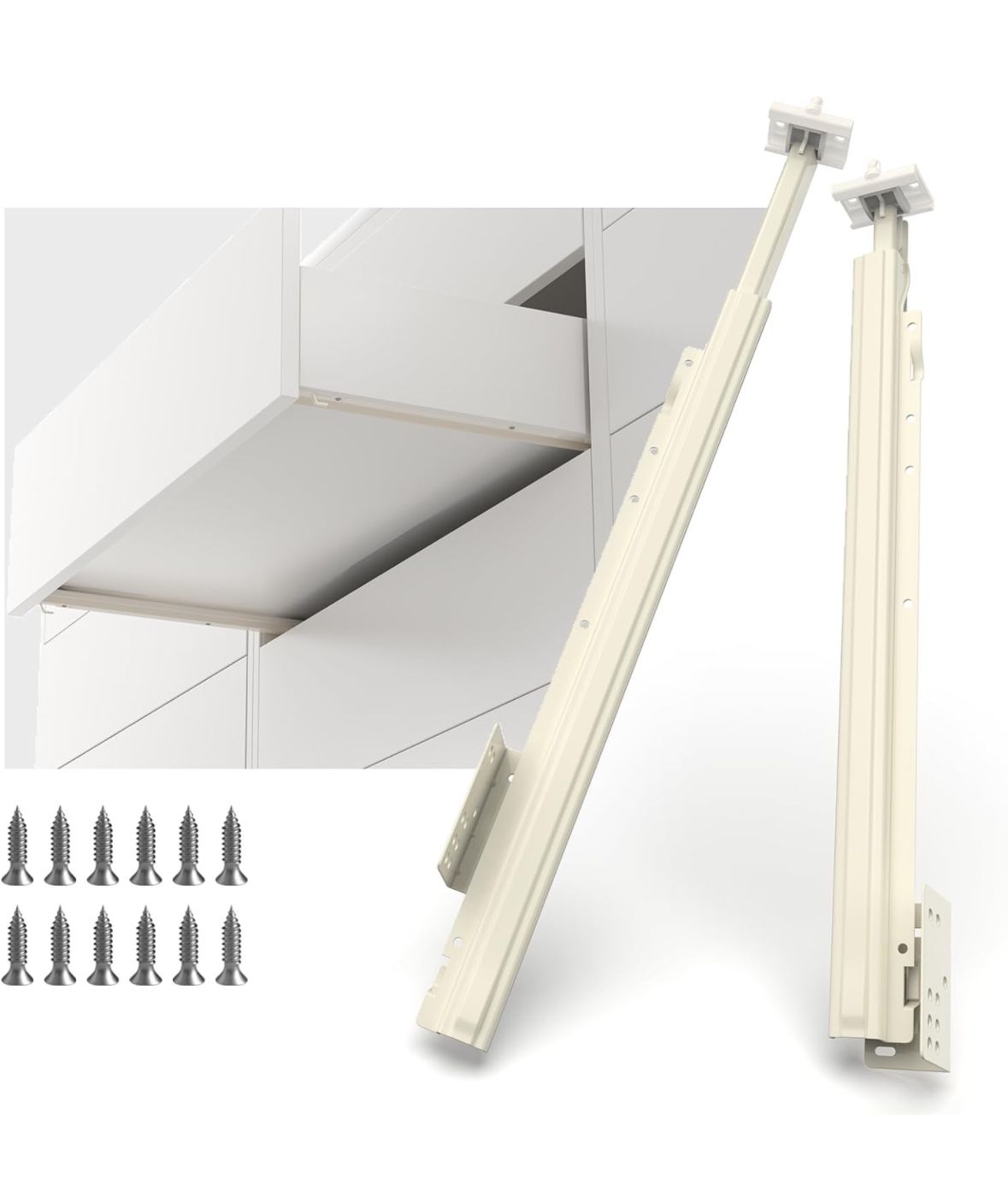 LONTAN Dresser Drawer Slides 23 Inch Drawer Slides Bottom Mount Drawer Slides 1 Pair Drawer Rollers Cabinet Drawer Replacement White Kitchen Drawer Sl