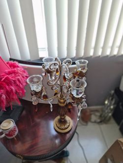 Gold Crystal Candelabra Candle Holder