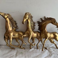 Brass Three Horse Wall Hanging