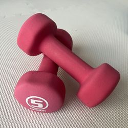 5 Pound Neoprene Coated Workout Dumbbells, Set of 2 – Anti Roll, Non Slip with Smooth Grip
