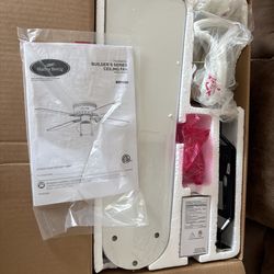 Open box/ for parts only 42” White/ blonde 4 reversible blades dimmable LED bulb included Opal glass