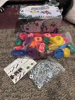 New 32 Multi-Size Rock Climbing Holds for Kids; Climbing Rock Wall Holds/Grips for Indoor/Outdoor Playground Play Set - Includes 2” Mounting Hardware