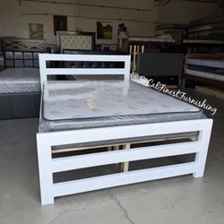 White Full Bed With Mattress 