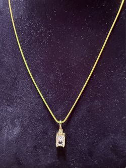 Gold Emerald Cut Pendant Necklace